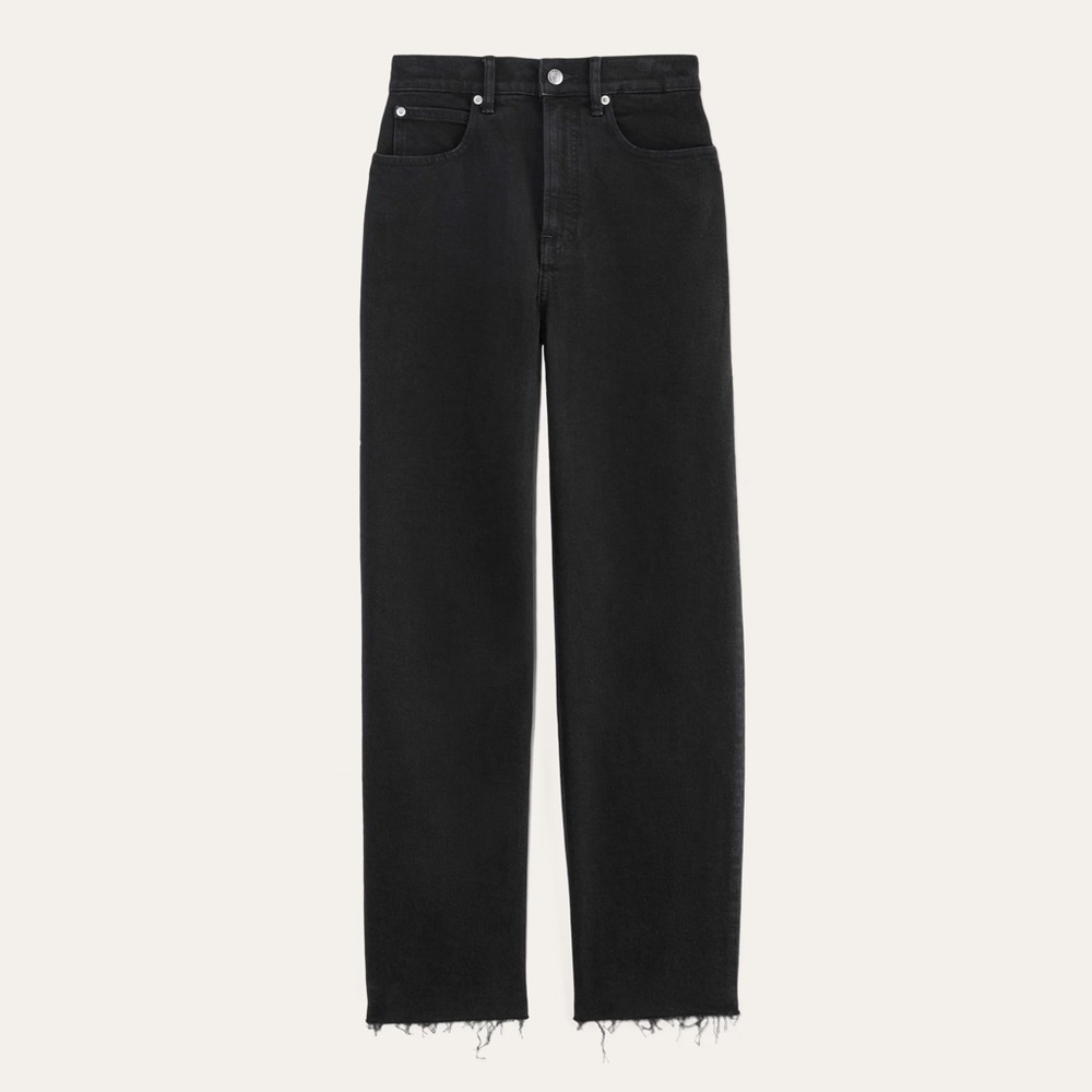 Everlane Womens Coal Black The Way High Straight Leg Raw Hem Jeans Size 32 - Picture 2 of 13